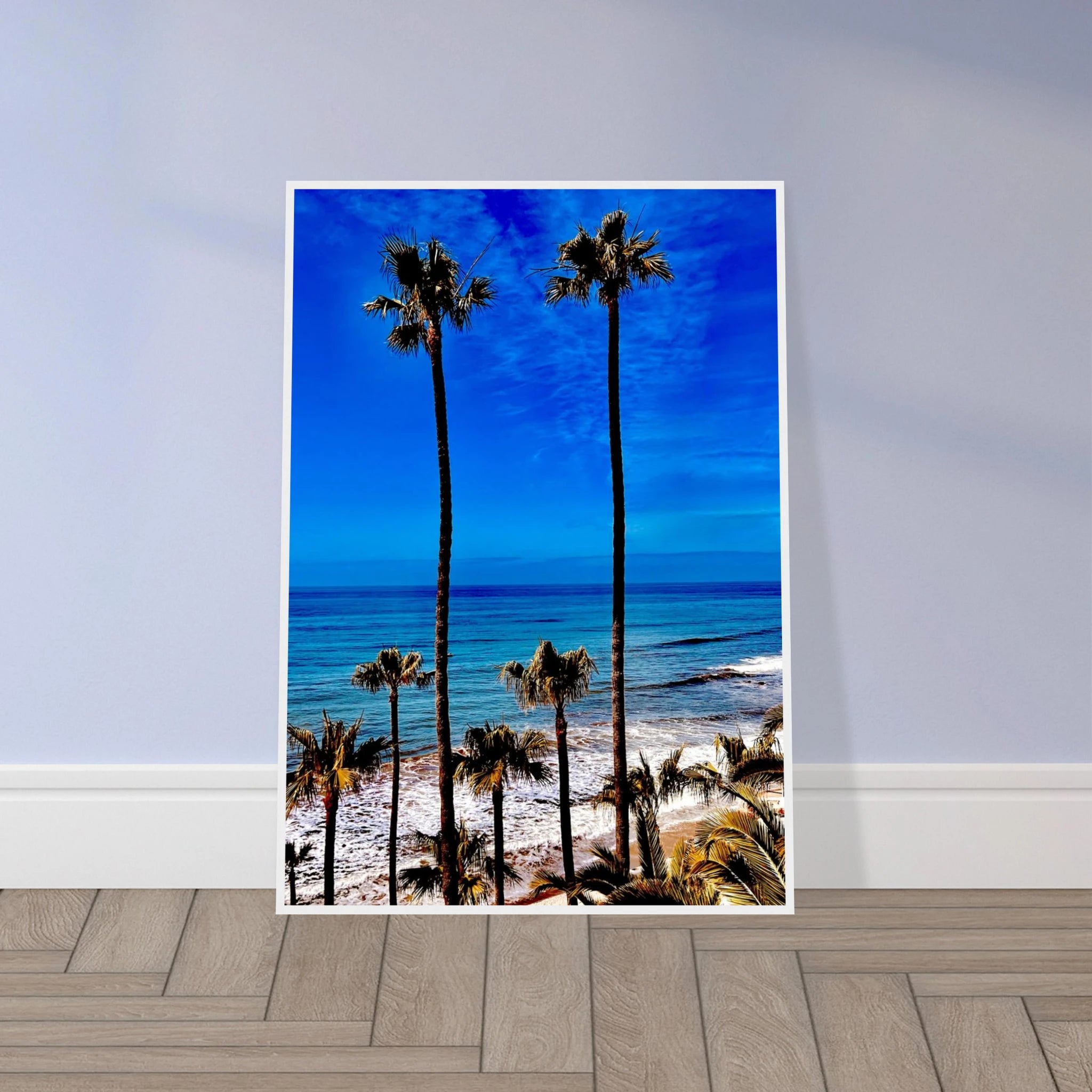 Malibu Palm Tree Family framed poster by CaliCuration featuring California art print on high-quality print material.