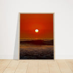 California Red Sunset Series 3/4 framed canvas print by CaliCuration featuring vibrant red sunset hues and artistic studio edition design.