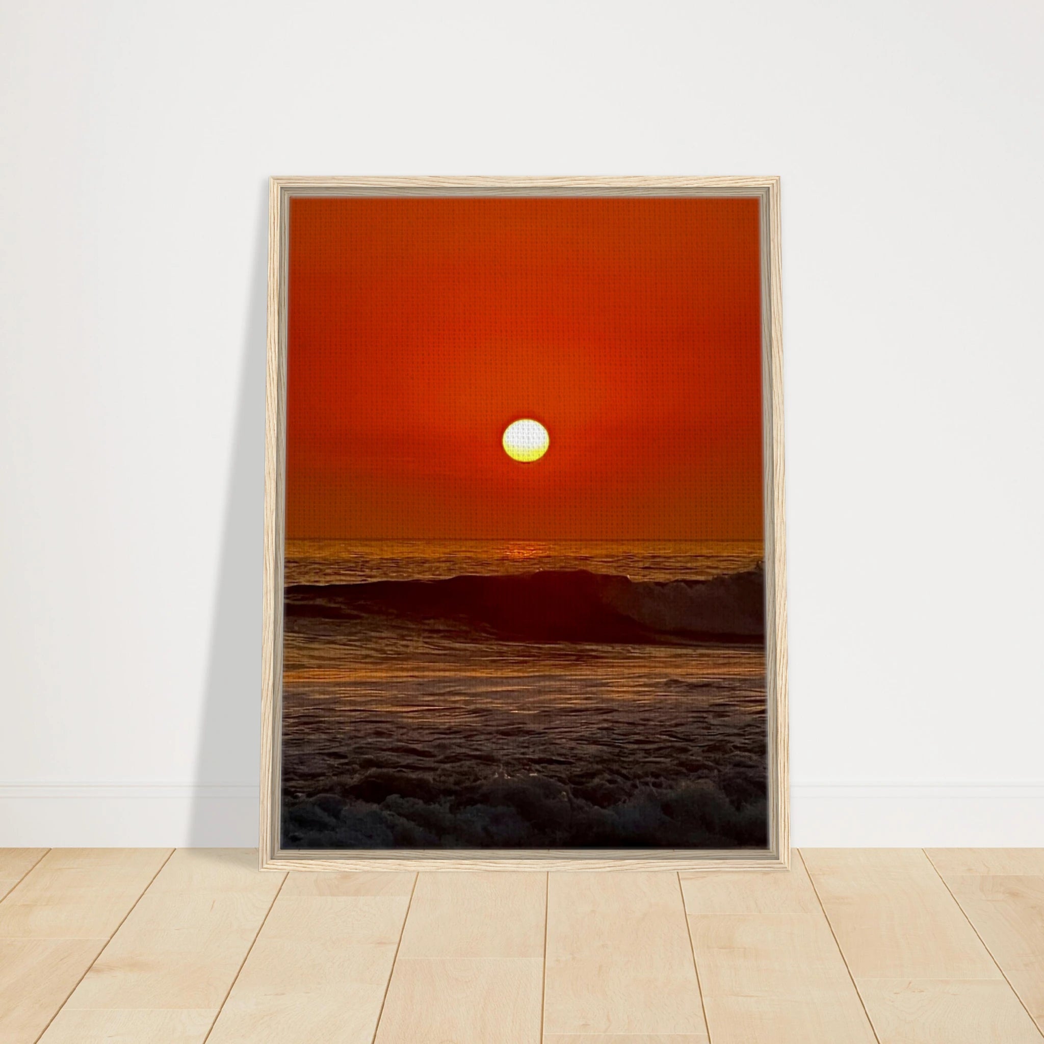 California Red Sunset Series 3/4 framed canvas print by CaliCuration featuring vibrant red sunset hues and artistic studio edition design.