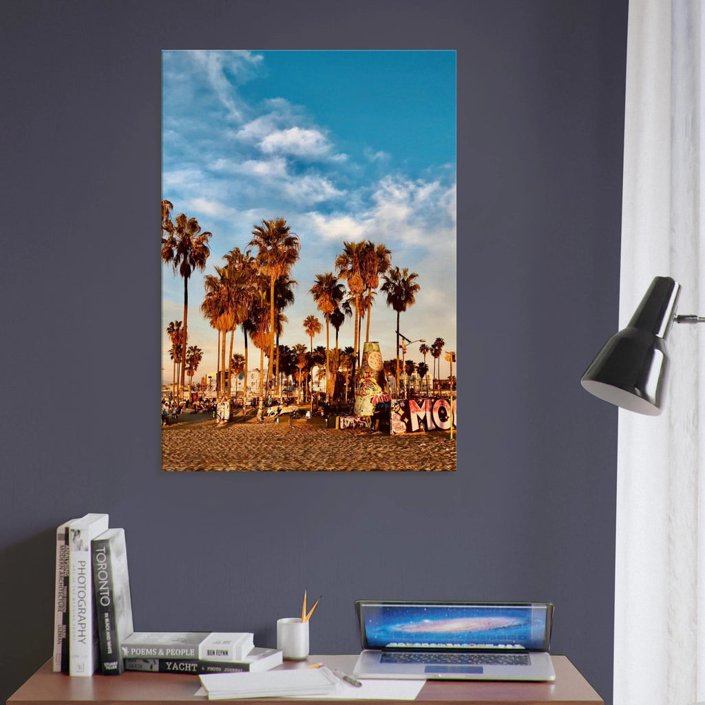 California canvas print featuring edgy palm trees and graffiti design, perfect for a beach-inspired home decor.