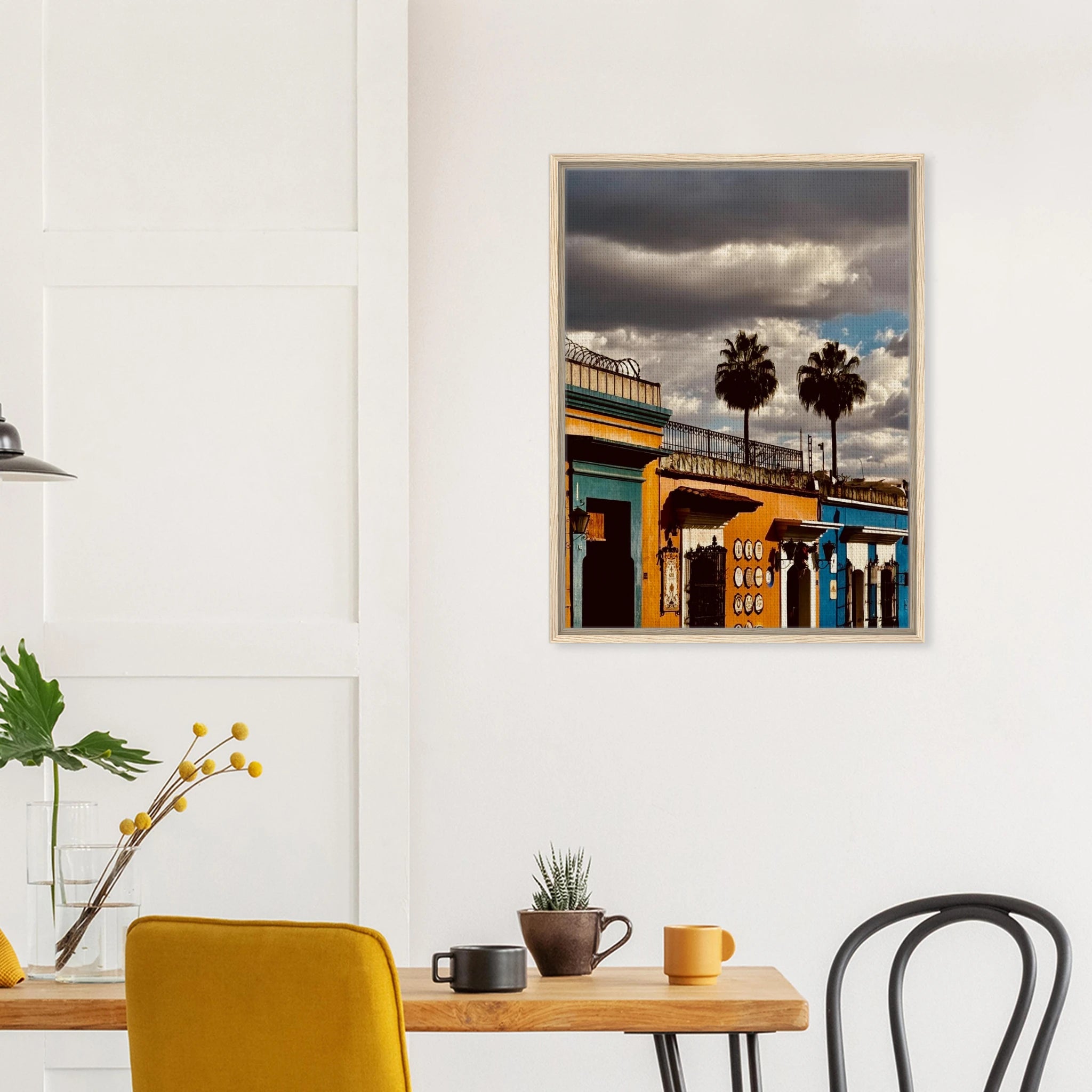 Mexico Oaxaca framed canvas artwork featuring two palm trees, from CaliCuration's spring 2026 travel collection.