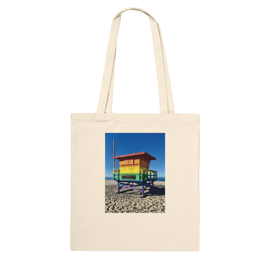 Eco-friendly Pride 2025 tote bag with colorful print supporting GLAAD, made from sustainable materials, perfect for summer.