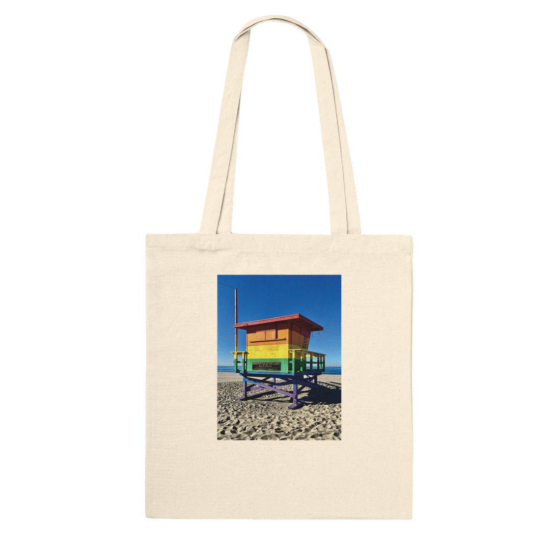 Eco-friendly Pride 2025 tote bag with colorful print supporting GLAAD, made from sustainable materials, perfect for summer.