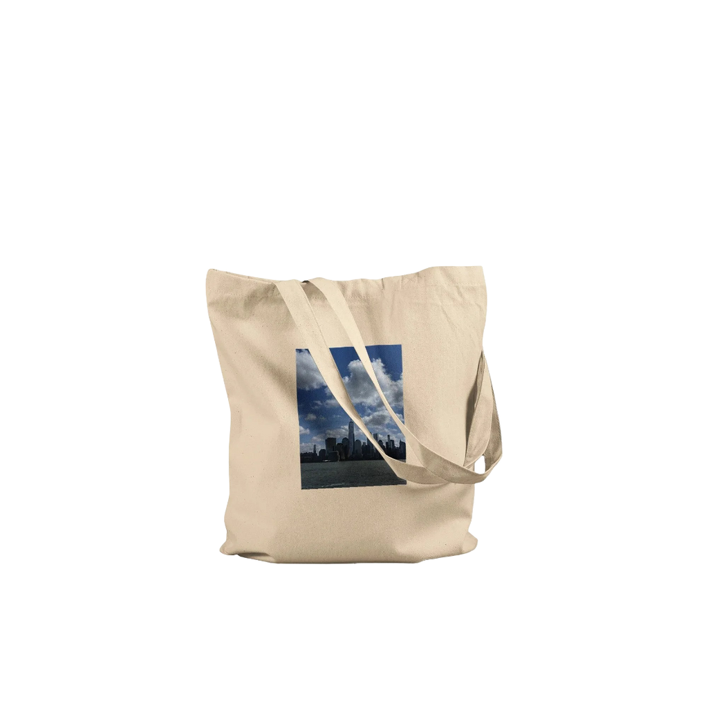 Print material NYC Downtown skyline tote bag by My Store, stylish and functional shopping tote with an urban cityscape design.