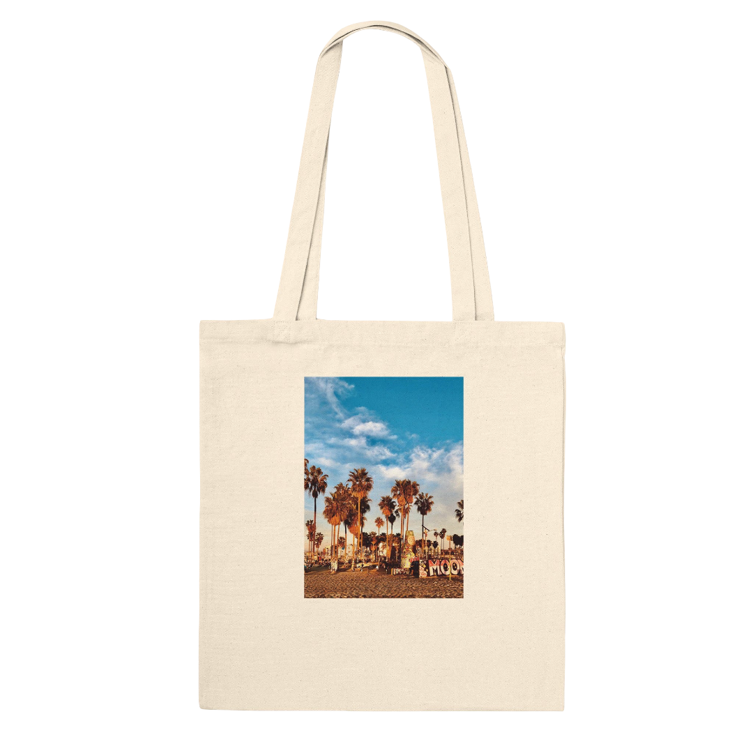 Venice Beach Dream cotton tote bag with colorful print, ideal for shopping or beach outings, by My Store.