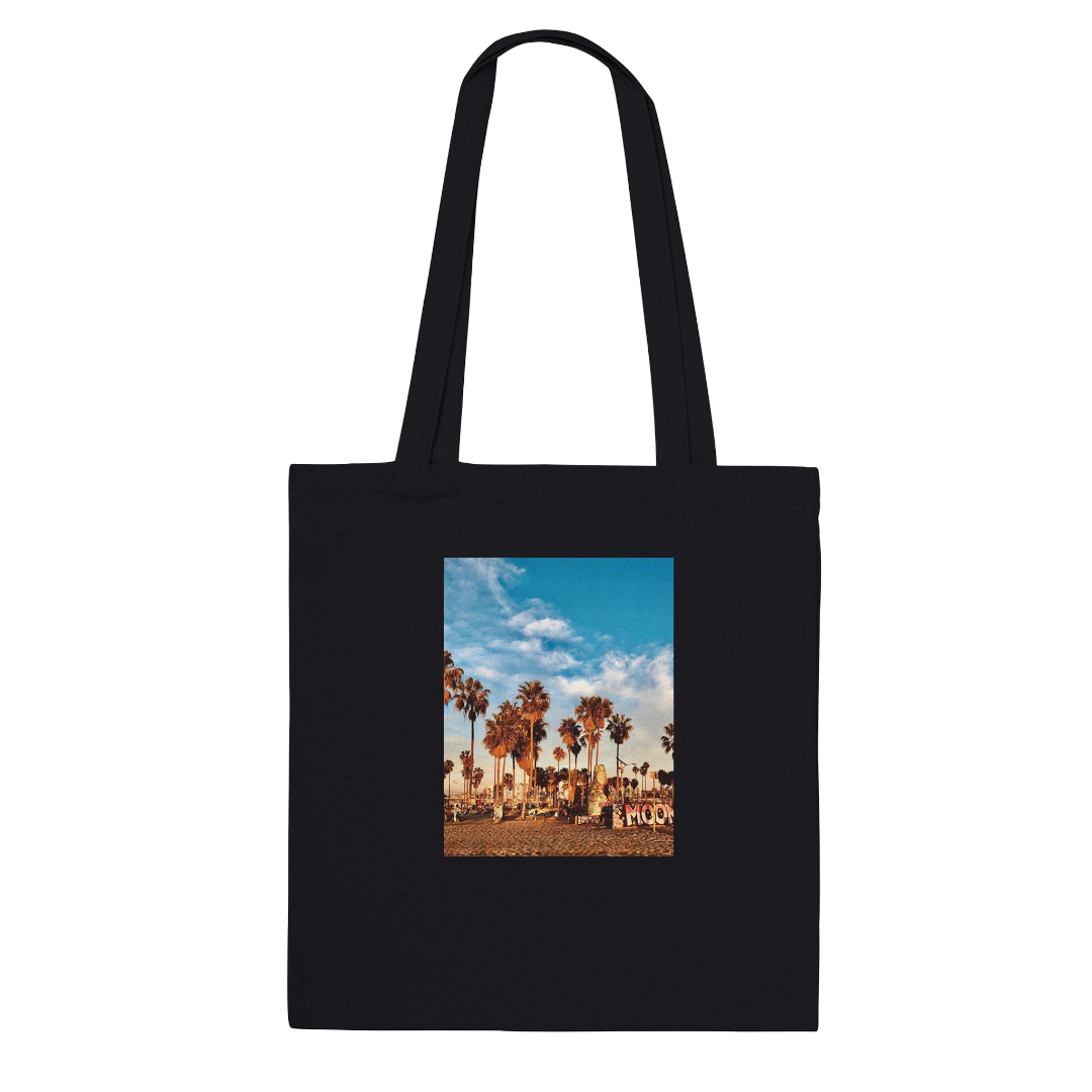 Venice Beach Dream cotton tote bag with colorful print, spacious for shopping or beach trips, stylish and durable for everyday use