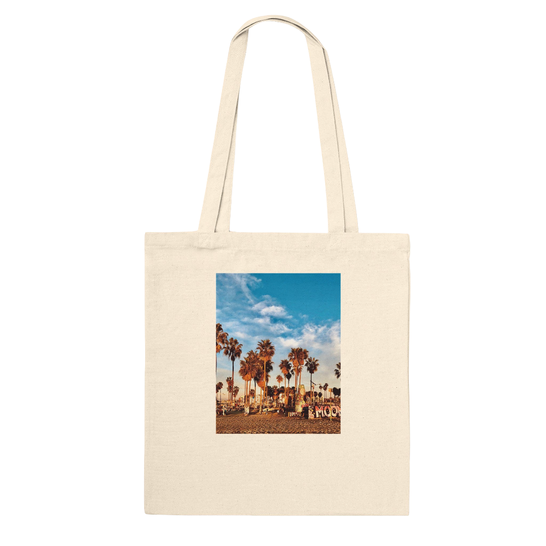 Venice Beach Dream cotton tote bag with colorful print, spacious shopping and beach tote, perfect for casual outings.
