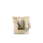 Colorful rainbow print summer tote bag made of cotton, eco-friendly, with adventure and summer vibes, perfect for casual outings.