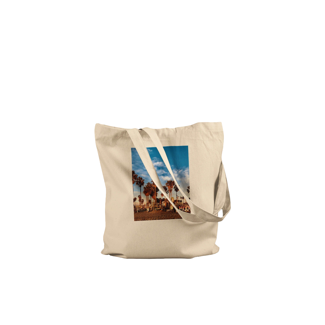 Venice Beach Dream cotton tote bag with colorful print, casual beach and shopping tote bag, ideal gift for her