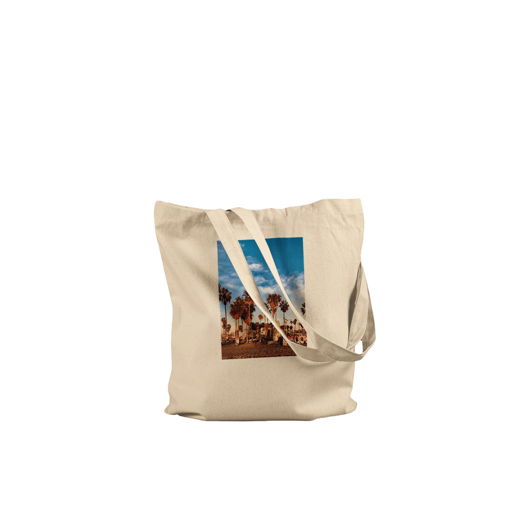 Venice Beach Dream cotton tote bag with colorful print, casual shopping and beach tote, ideal gift for her.