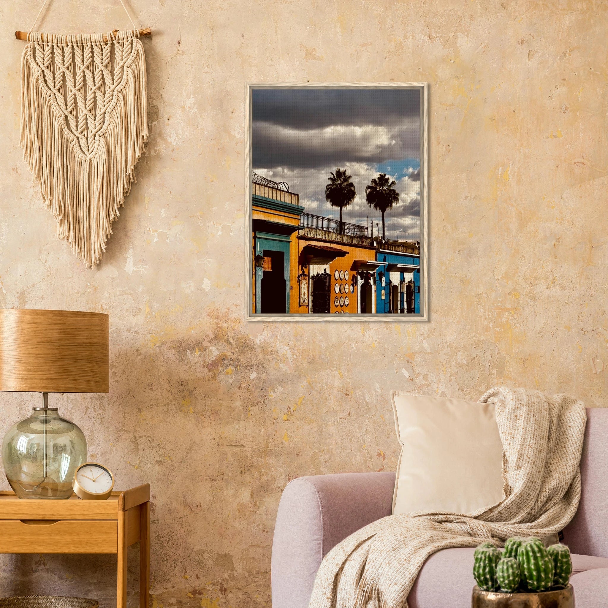Framed canvas print of Oaxaca two palm trees, part of CaliCuration Mexico travel collection, Studio Edition Spring 2026.