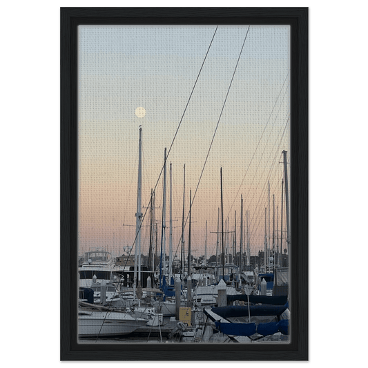 Framed Canvas Art - Summer Evening Marina Del Rey, CA with Nautical Spirit & Chic Tones - CaliCuration