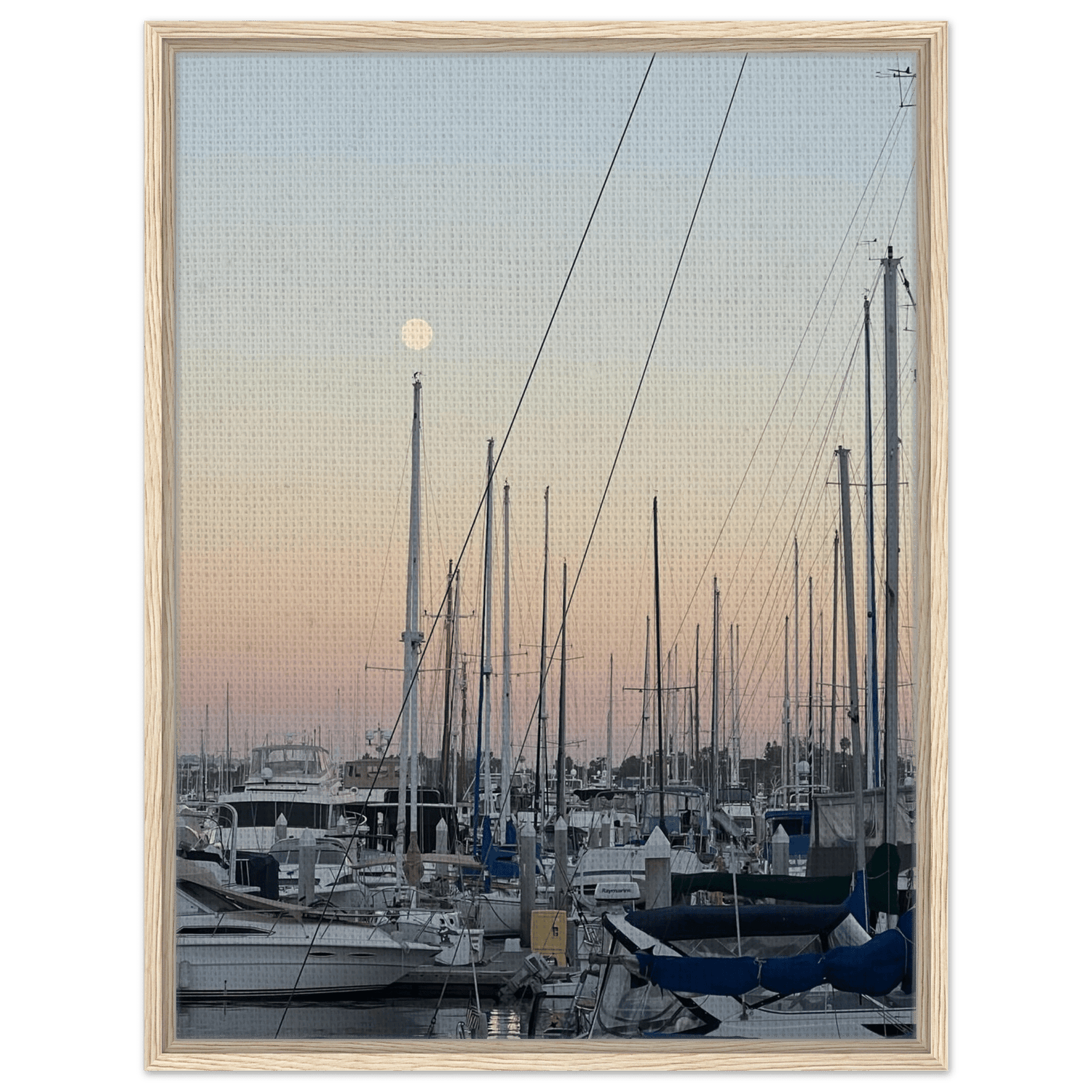 Framed Canvas Art - Summer Evening Marina Del Rey, CA with Nautical Spirit & Chic Tones - CaliCuration
