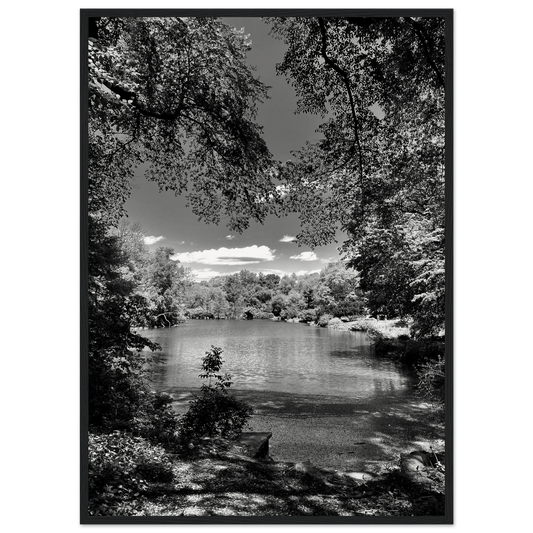 Framed Wooden B/W Poster of Central Park in a Summer Glow – Luxury Art for Any Space. Travel Collection - Studio Edition: Holiday 25 - CaliCuration