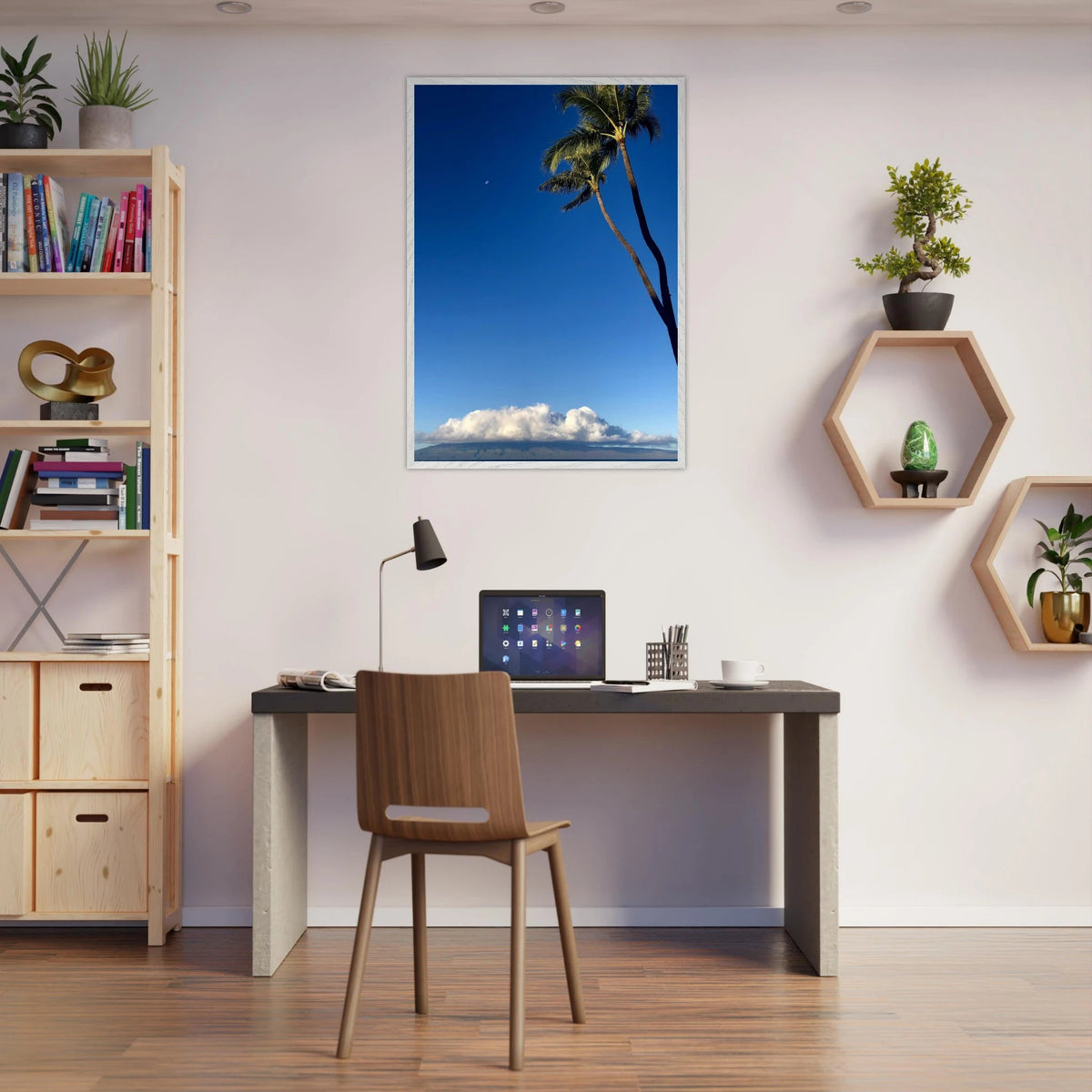 Hawaii Volcano Clouds & Pacific Scene Mounted Framed Poster – Travel Collection - Studio Edition Spring '26: Hawaii - CaliCuration