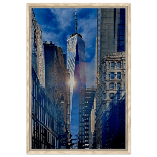 Magical Sunlight Reflection at One World Trade, NYC - Framed Canvas Art : Travel Collection - Studio Edition - CaliCuration