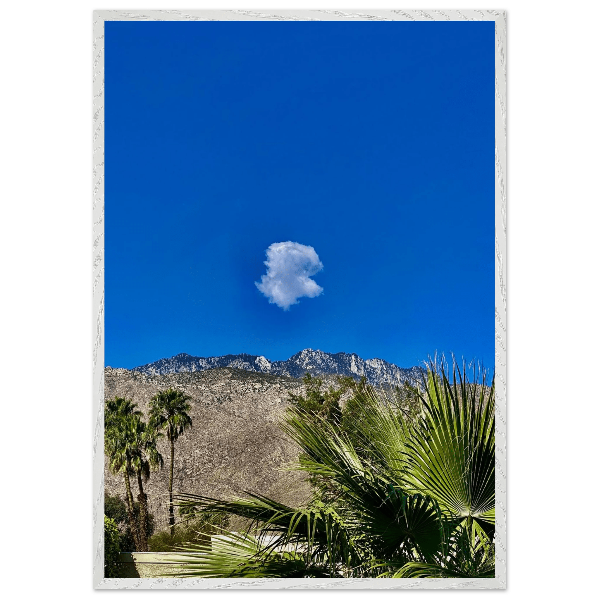 Palm Springs cloud-mounted wooden framed poster showcasing California landscape art in a 15x20 cm white frame.