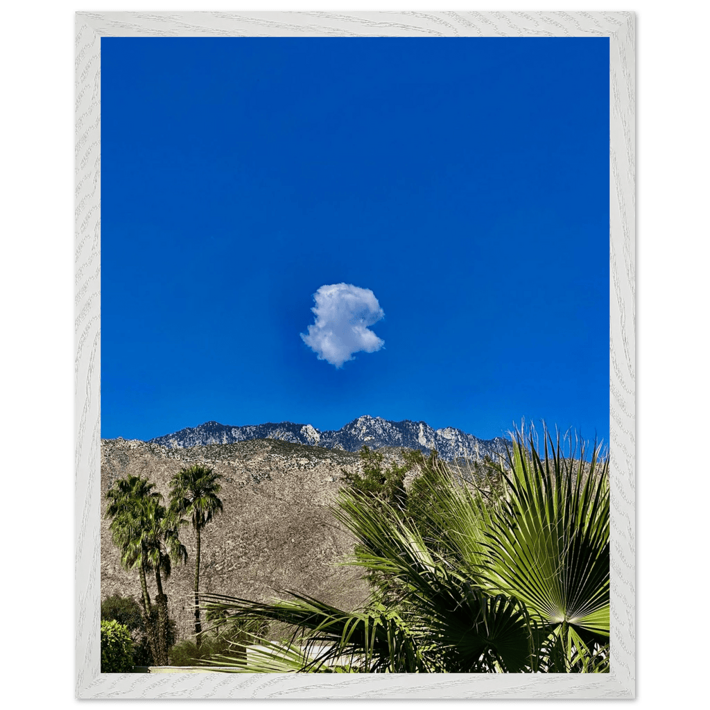 Palm Springs cloud-mounted wooden framed poster showcasing California scenery, perfect for home decor in a stylish studio edition.