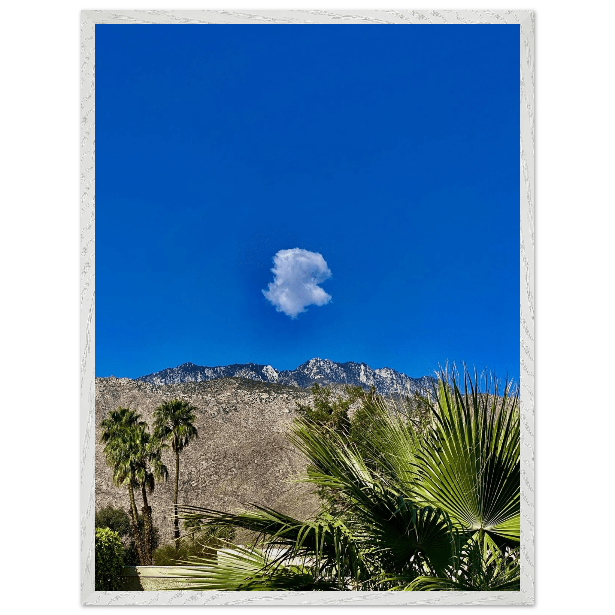 Palm Springs cloud-mounted wooden framed poster featuring California landscape art, perfect for stylish home decor.