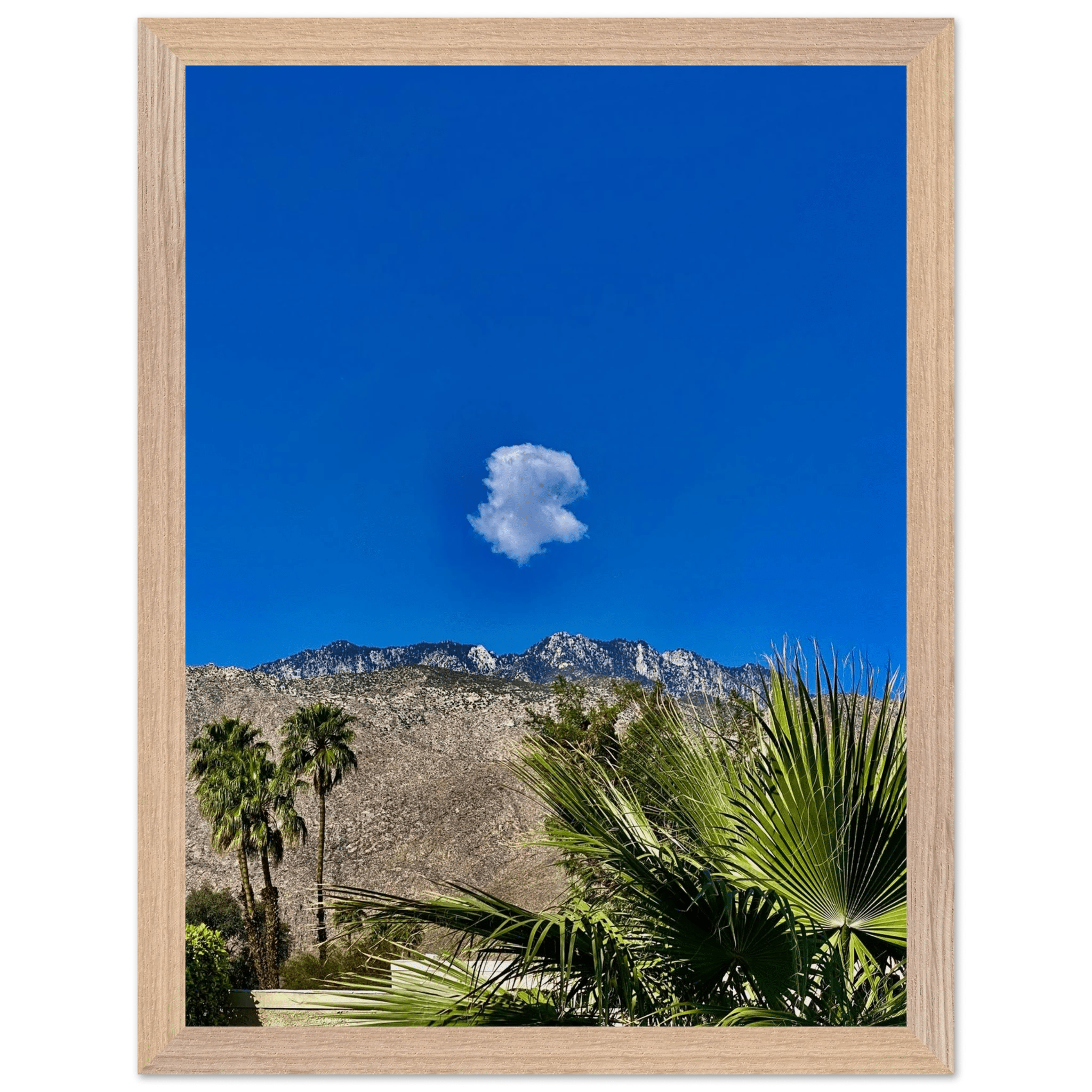 Palm Springs cloud-mounted wooden framed poster showcasing California landscape art in a 15x20 cm white frame.