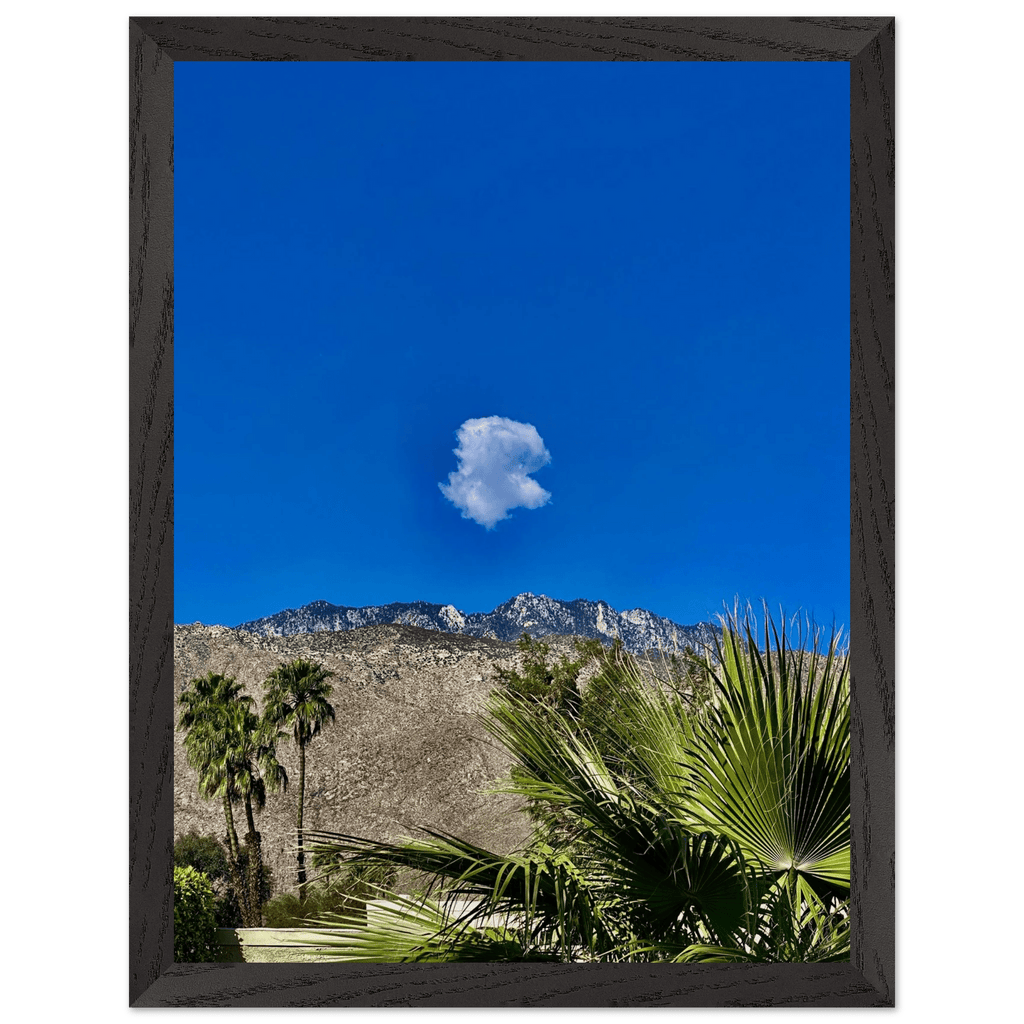 Palm Springs cloud-mounted wooden framed poster featuring stunning California scenery, perfect for home decor.