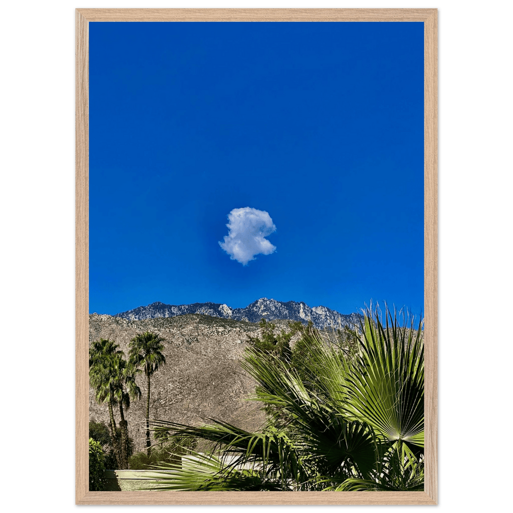Palm Springs cloud-mounted wooden framed poster showcasing California landscape art, perfect for home decor.