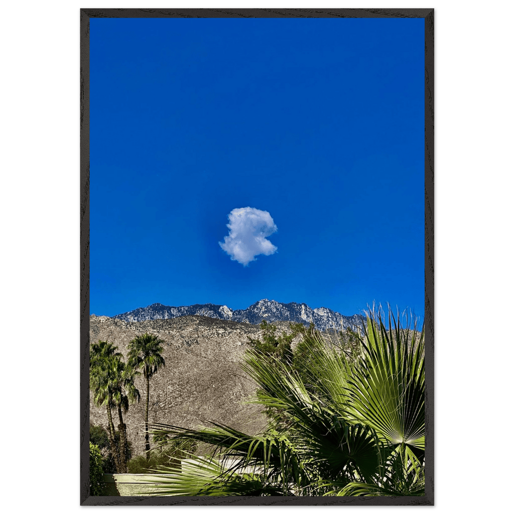 Palm Springs cloud mounted wooden framed poster featuring California landscape art, perfect for stylish home decor.