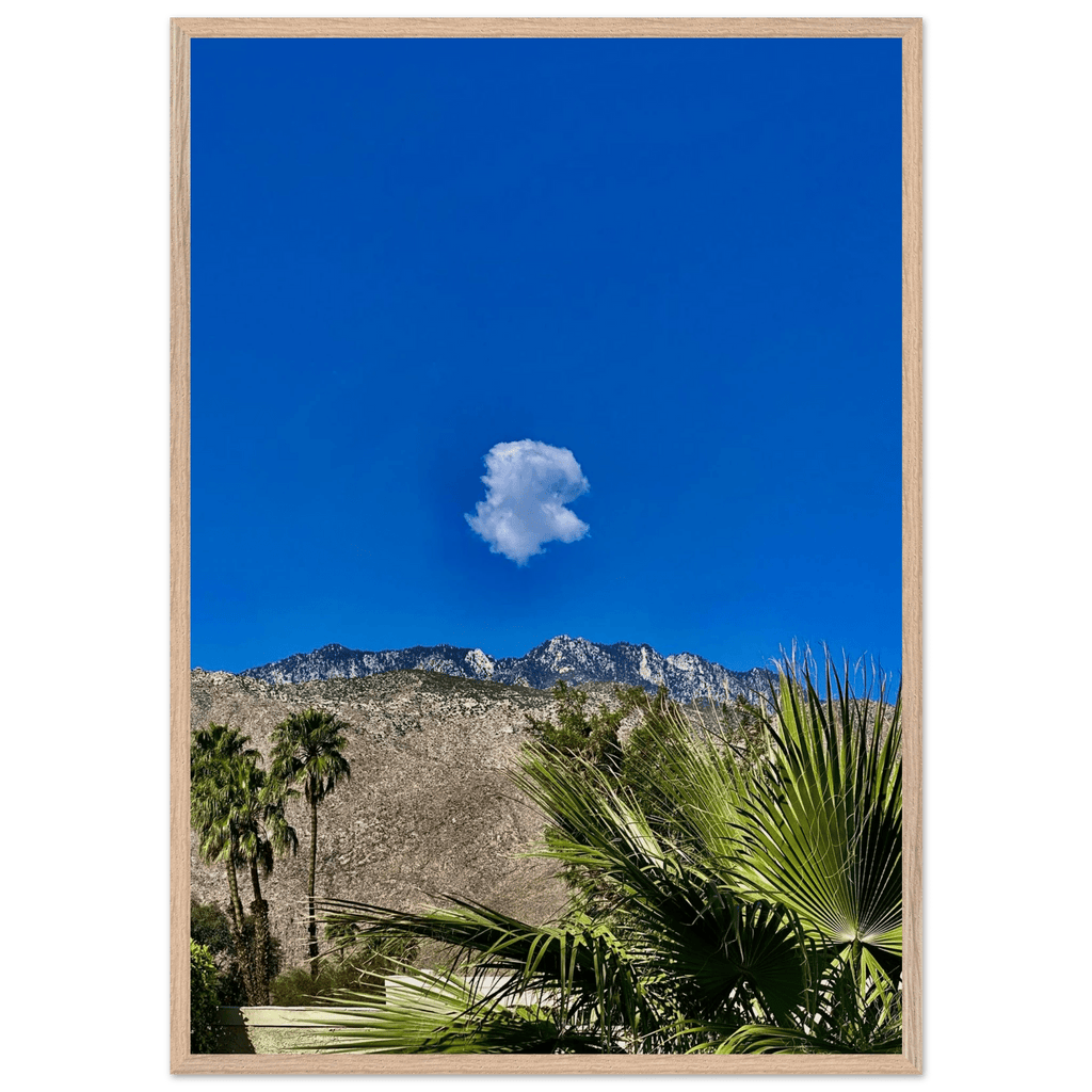Palm Springs cloud-mounted wooden framed poster showcasing California landscape art, perfect for stylish home decor.