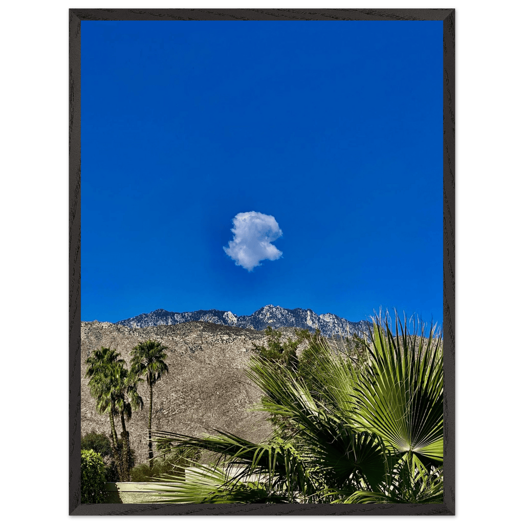 Palm Springs cloud mounted wooden framed poster showcasing California landscape art, studio edition, ideal for home decor.