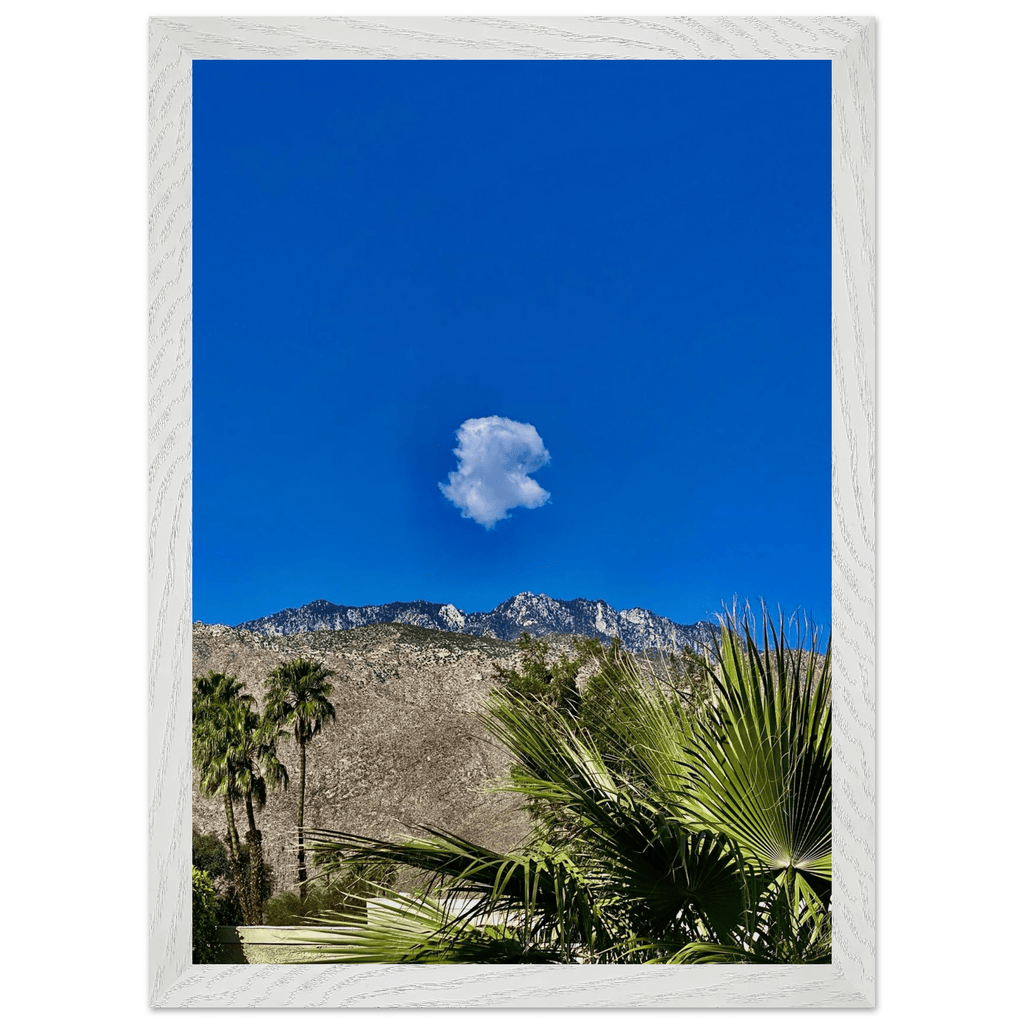 Palm Springs cloud-mounted wooden framed poster featuring vibrant California scenery, perfect for home decor.