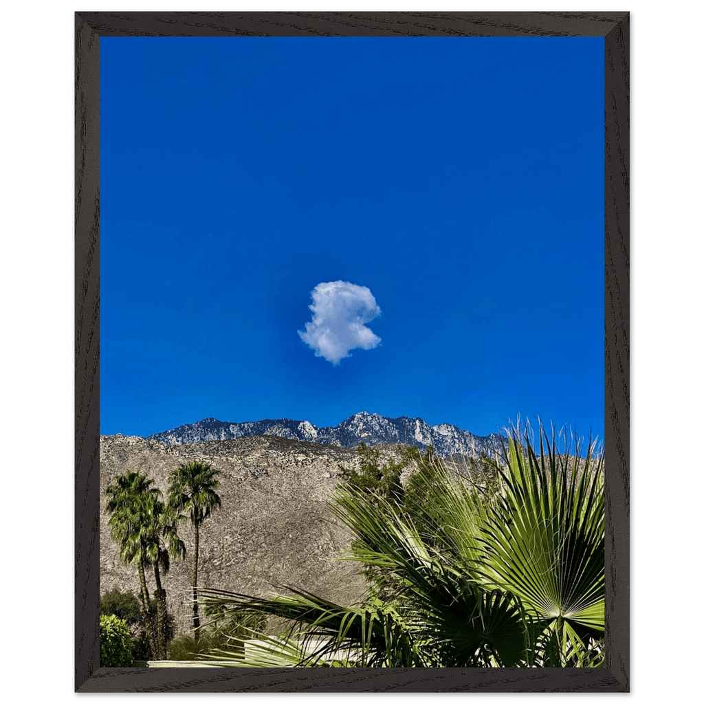 Palm Springs cloud-mounted wooden framed poster showcasing California scenery, perfect for home decor in a stylish studio edition.