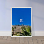 Palm Springs cloud-mounted wooden framed poster, California art, home decor, 15x20 cm with white frame, Spring 26 studio edition.