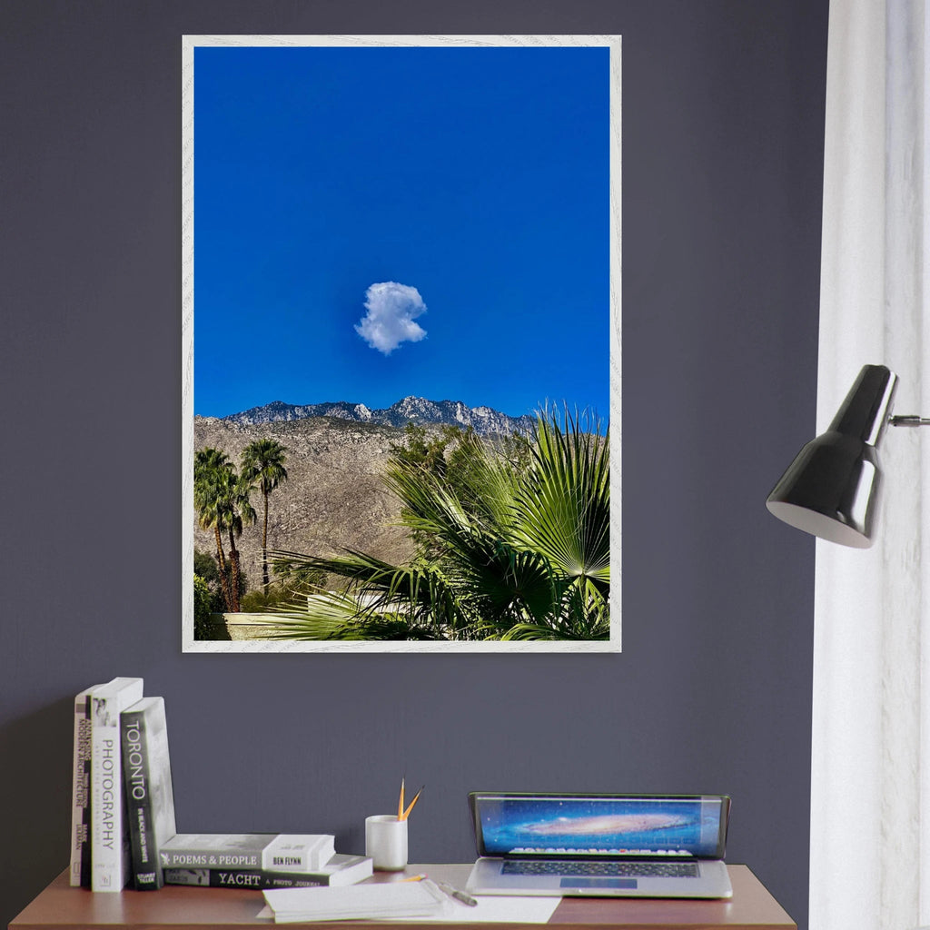Palm Springs cloud mounted wooden framed poster showcasing California landscape art, perfect for home decor.