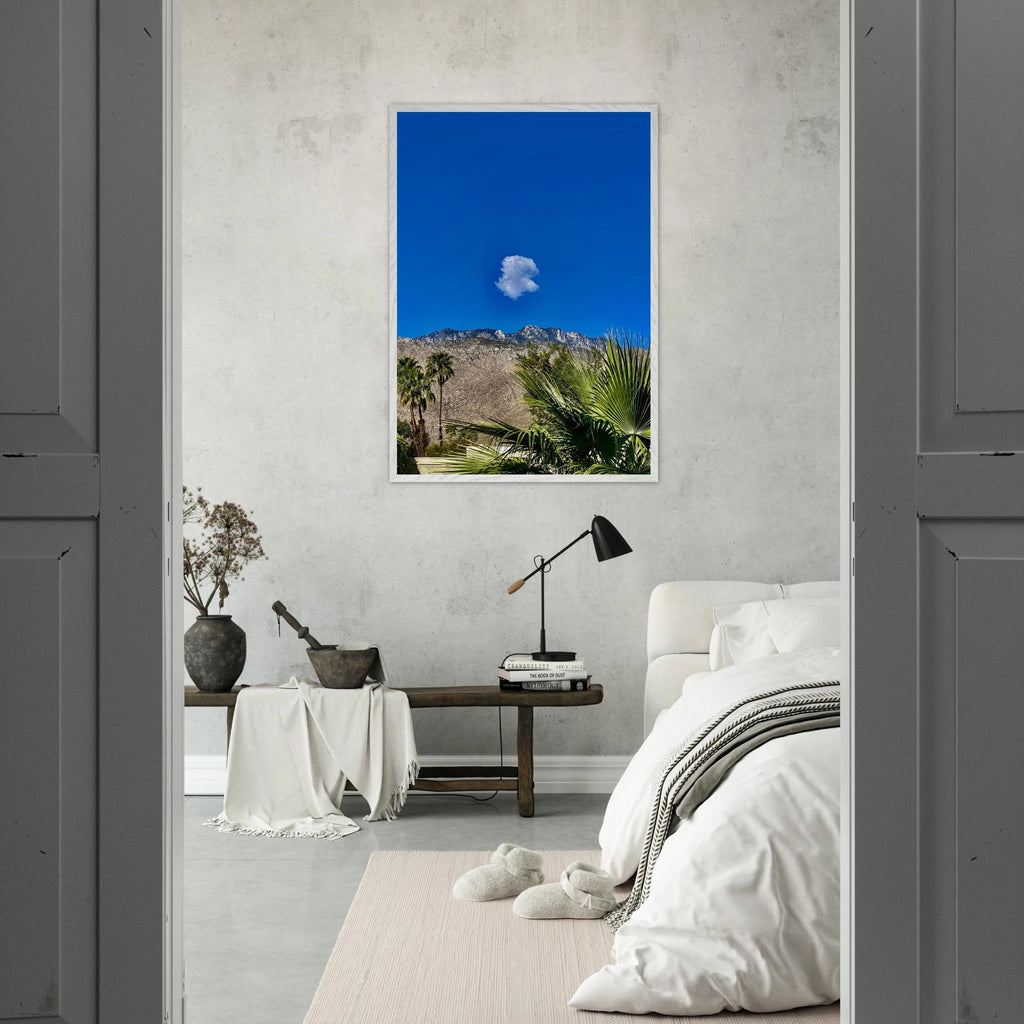 Palm Springs cloud-mounted wooden framed poster featuring California landscape art, perfect for home decor.