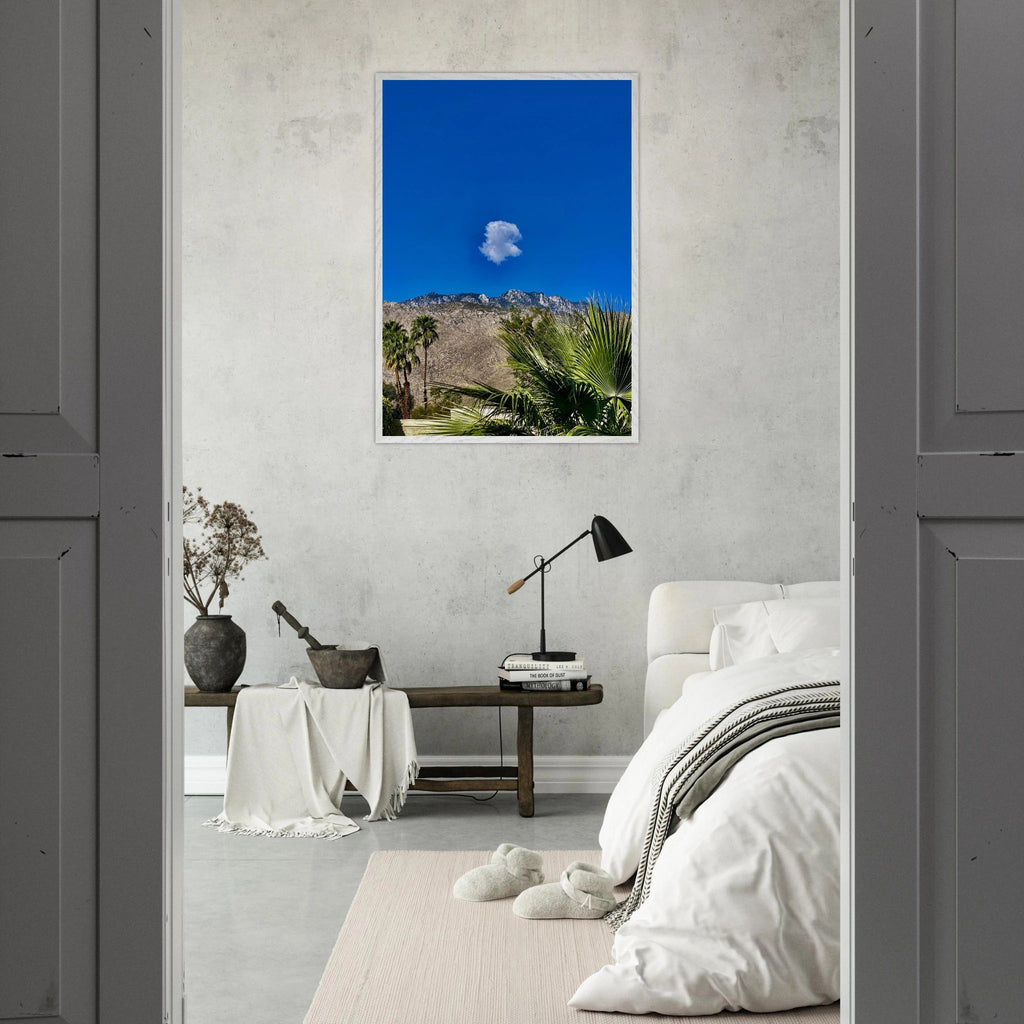 Palm Springs cloud-mounted wooden framed poster featuring California landscape art, perfect for stylish home decor.