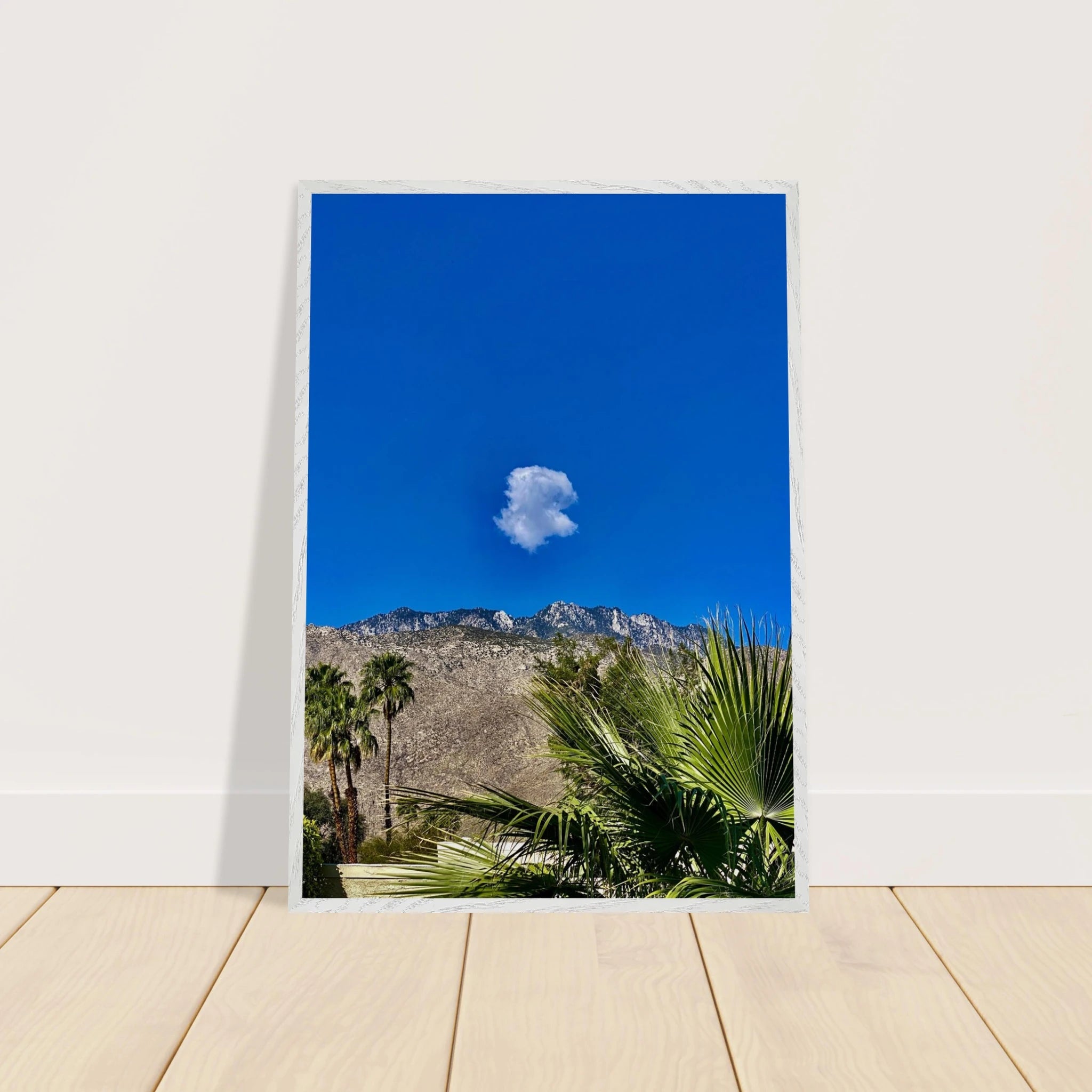 Palm Springs cloud-mounted wooden framed poster featuring California landscape art, Studio Edition Spring 26, ideal for home decor.