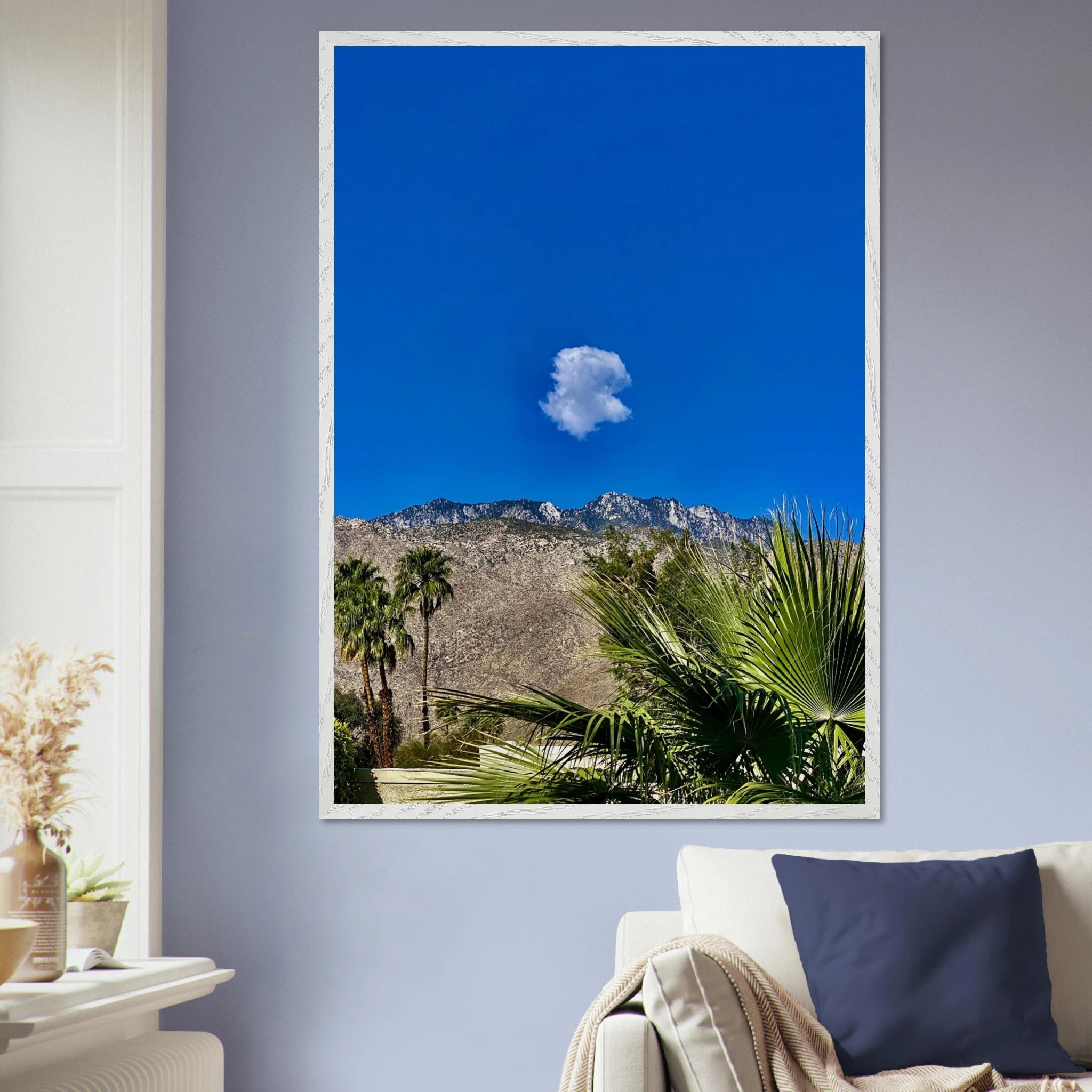 Palm Springs cloud-mounted wooden framed poster featuring California landscape art, 15x20 cm, studio edition, perfect for home decor.