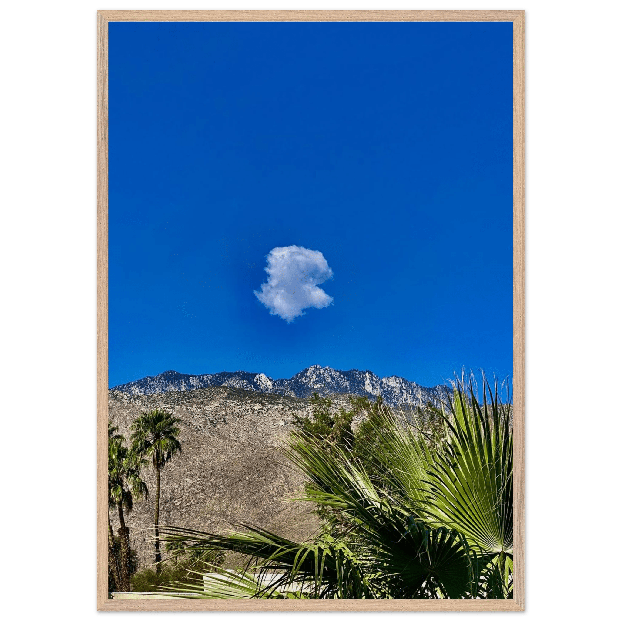 Palm Springs Cloud mounted wooden framed poster featuring stunning California landscape art for home decor.