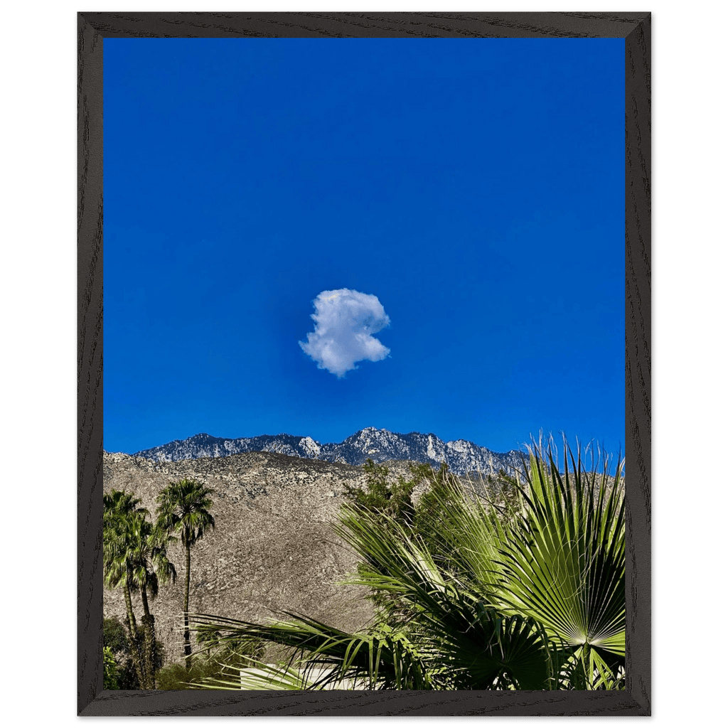 Palm Springs cloud-mounted wooden framed poster featuring California landscape art, spring 2026 studio edition, perfect for home decor.