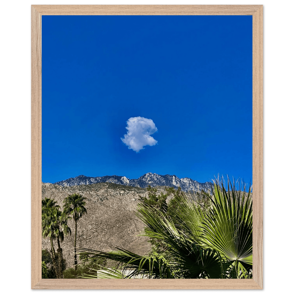 Palm Springs cloud-mounted wooden framed poster showcasing vibrant California scenery, perfect for home decor.
