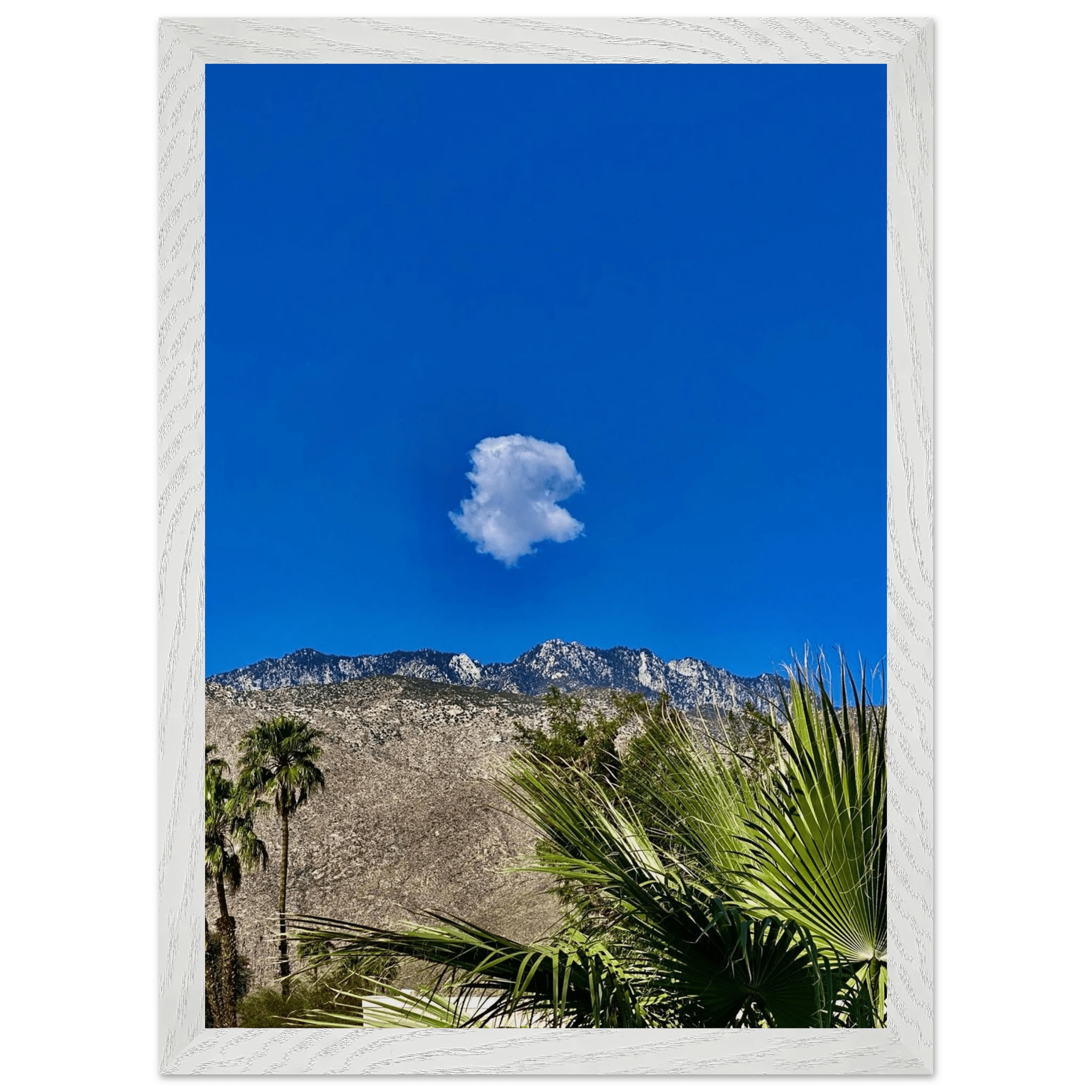 Palm Springs cloud-mounted wooden framed poster showcasing stunning California art, ideal for home decor.