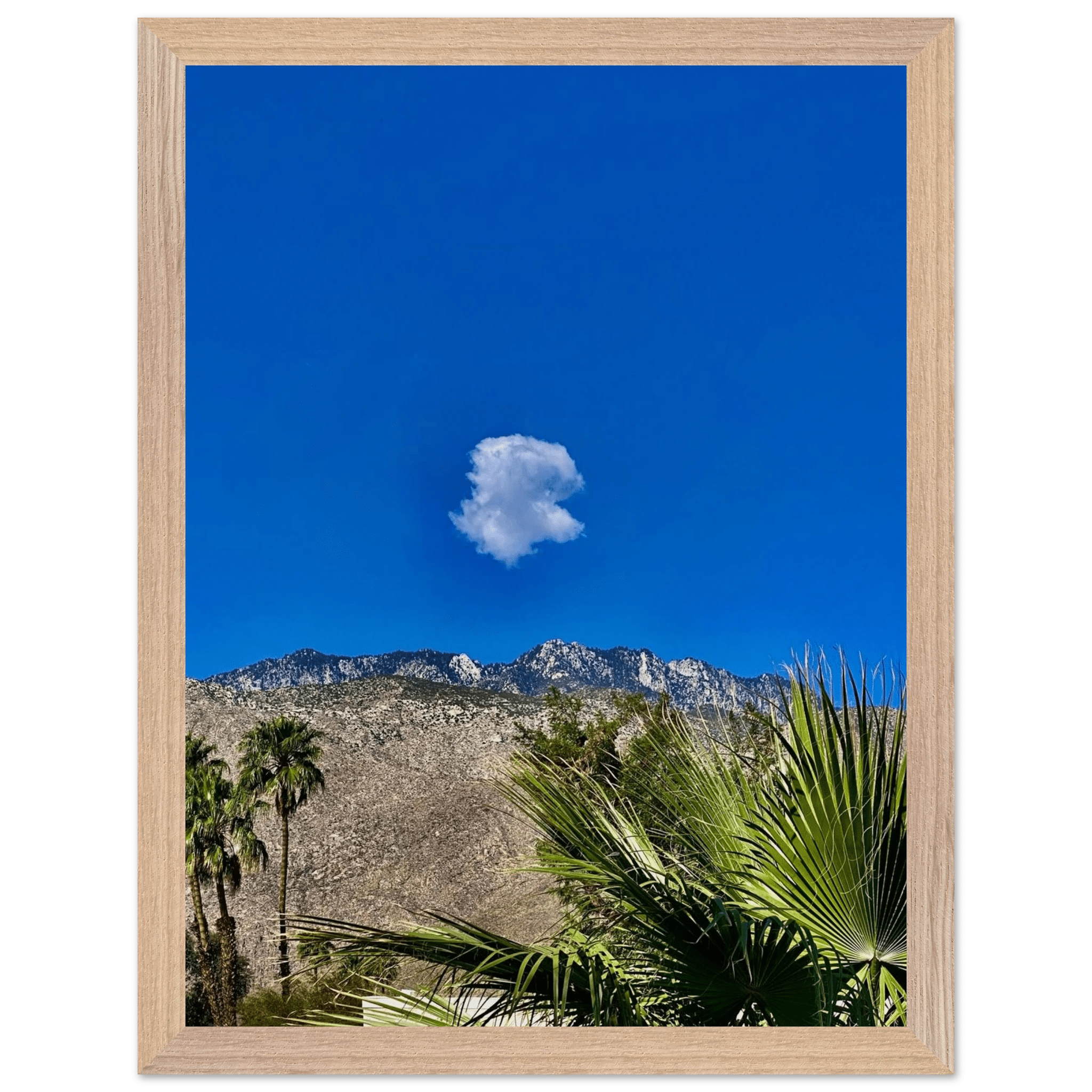 Palm Springs cloud-mounted wooden framed poster featuring California scenery, perfect for stylish home decor.