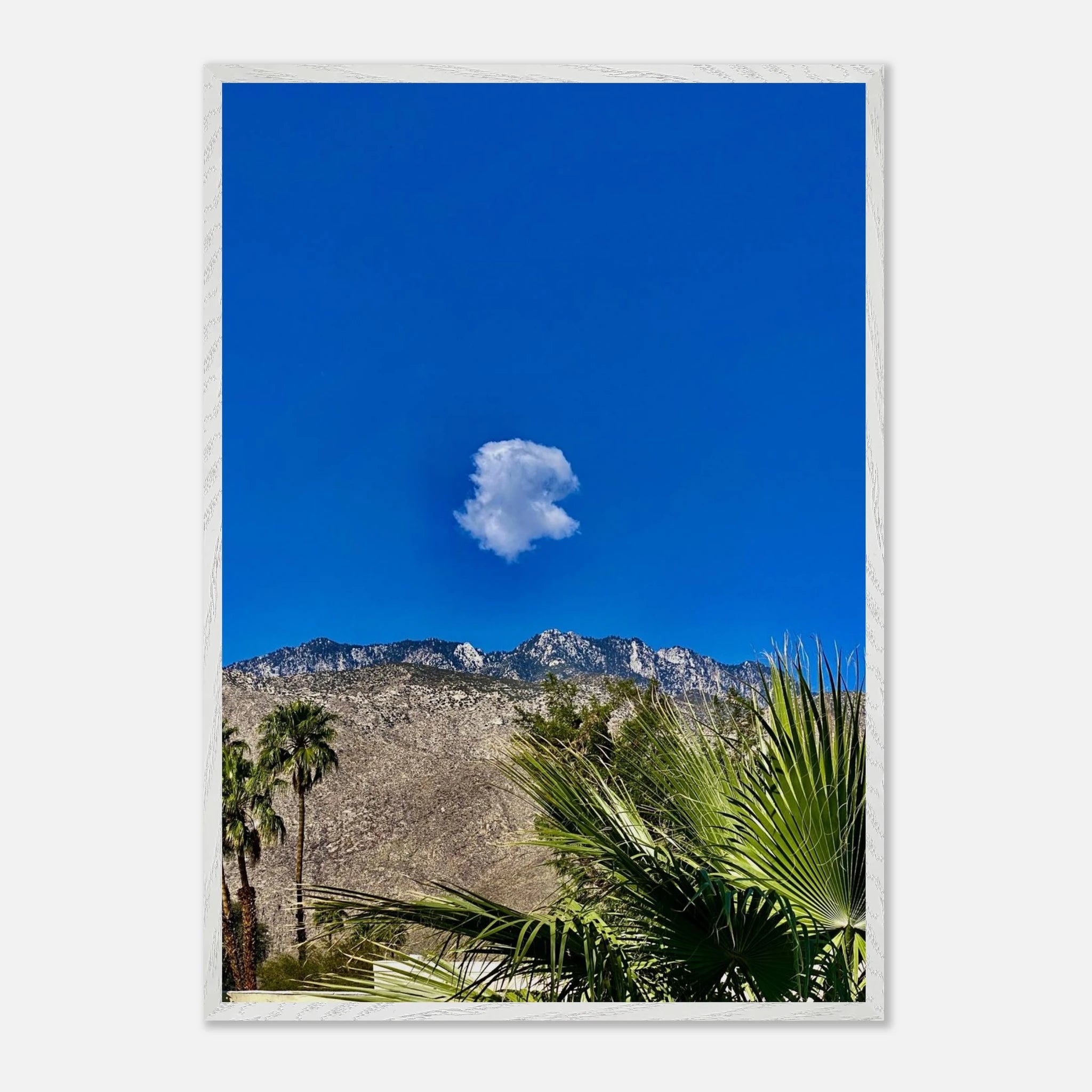 Palm Springs cloud-mounted wooden framed poster featuring California landscape art, studio edition spring 2026 home decor artwork.
