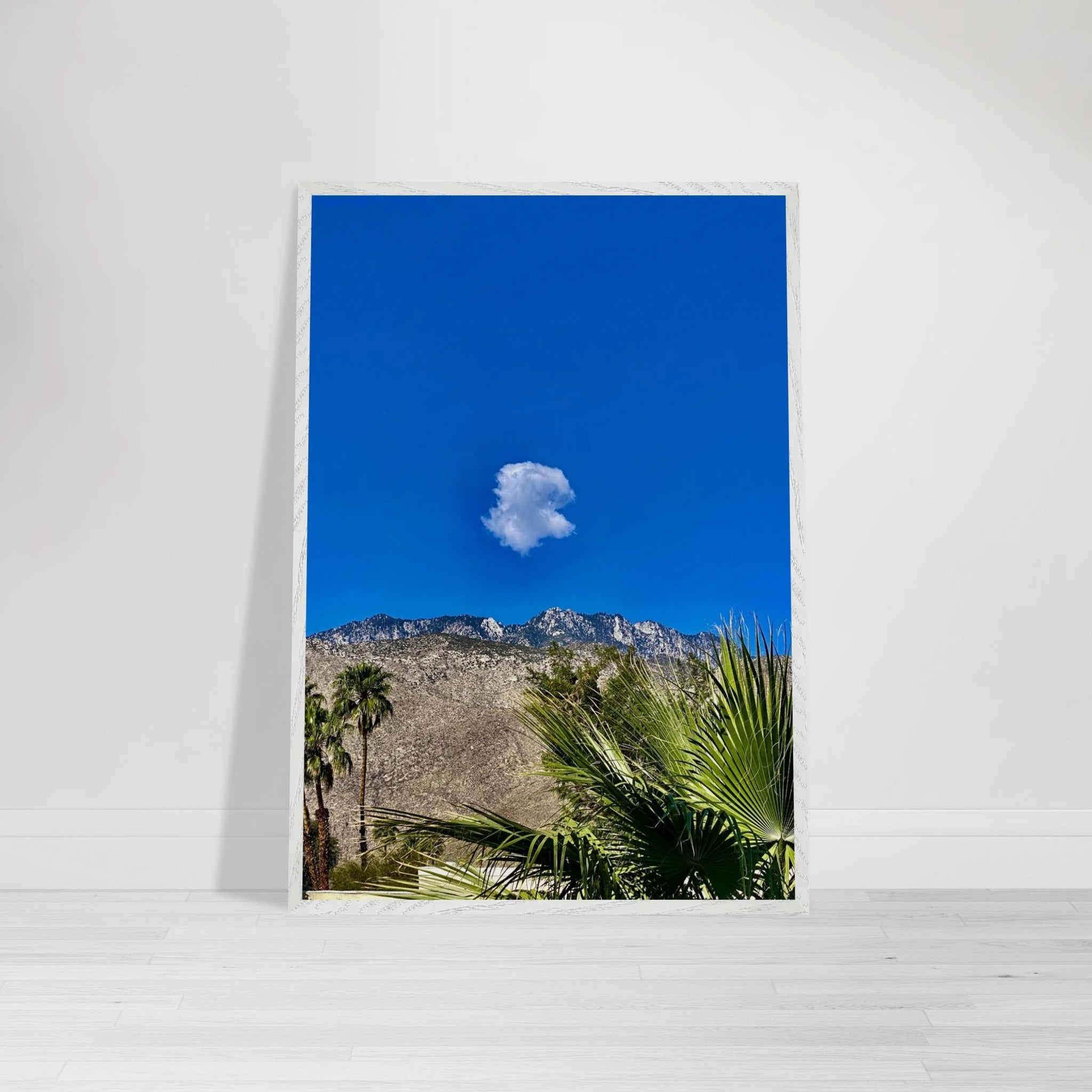 Palm Springs cloud-mounted wooden framed poster showcasing California scenery, perfect for home decor, Spring 26 studio edition.