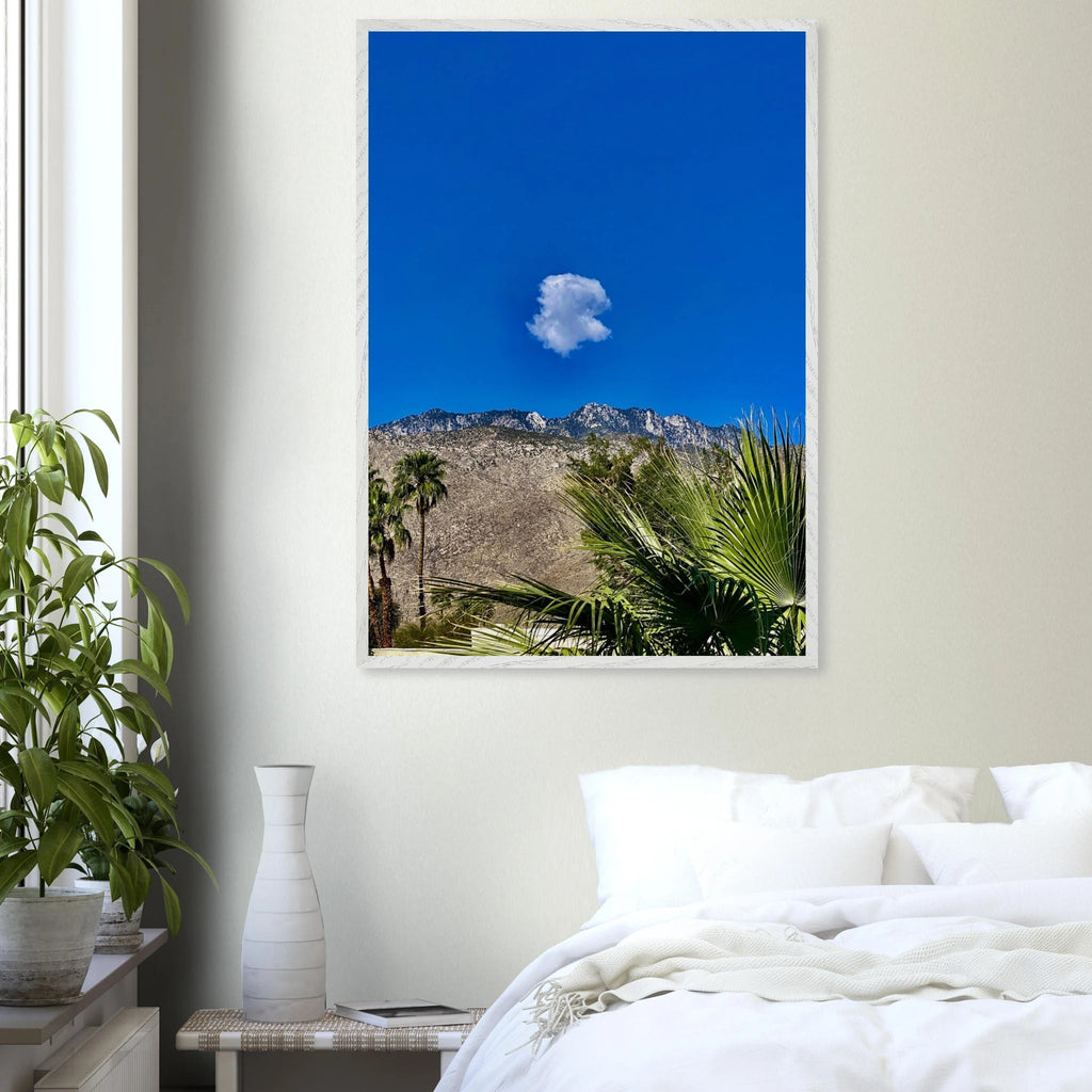 Palm Springs cloud mounted wooden framed poster featuring California landscape art in a 15x20 cm white frame.