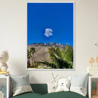 Palm Springs cloud-mounted wooden framed poster showcasing California landscape art, perfect for home decor in a white frame.