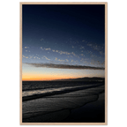 Premium wooden framed poster of a vibrant SoCal fall sunset, mounted in a white frame, ideal for home decor.