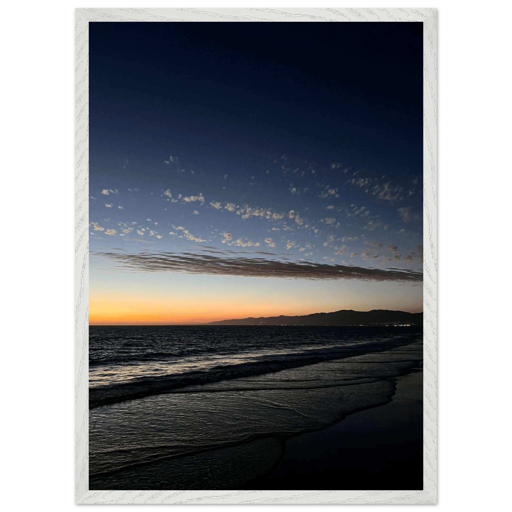 Premium wooden framed poster of a vibrant SoCal fall sunset, 15x20 cm, perfect for home decor with semi-glossy California artwork