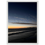 Wooden framed poster of a SoCal fall sunset with vibrant artwork, perfect for home decor, 15x20 cm, semi-glossy finish.