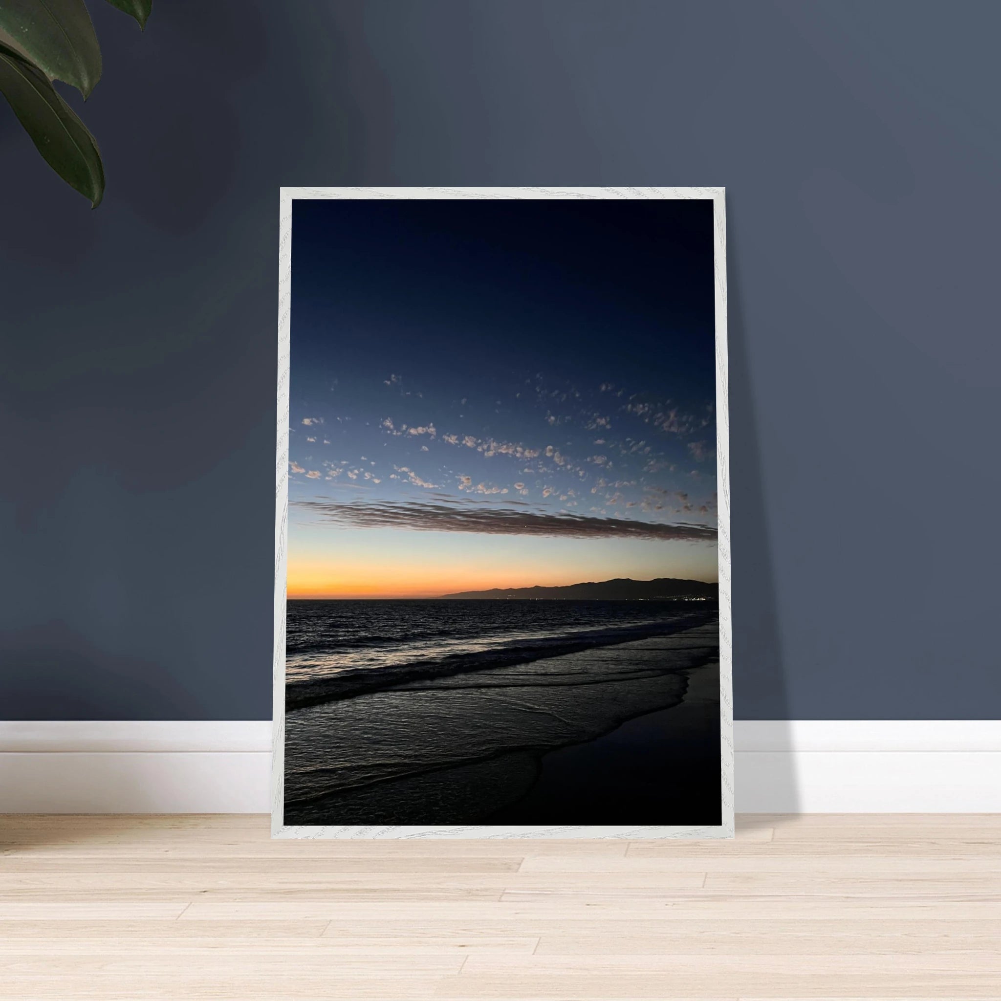Premium wooden framed poster featuring a vibrant SoCal fall sunset artwork, perfect for home decor in 15x20 cm size.
